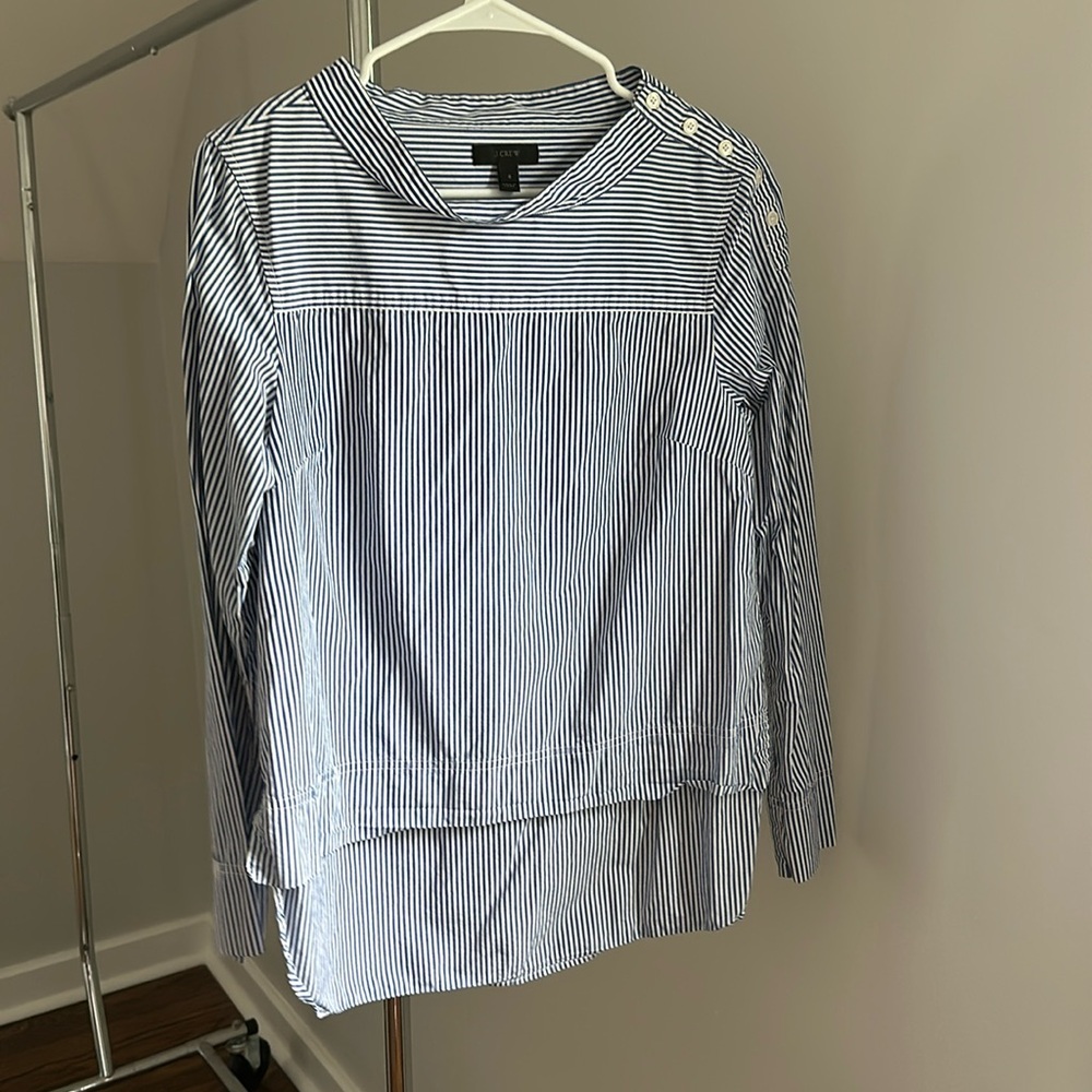 J. Crew blue and white striped blouse size 6